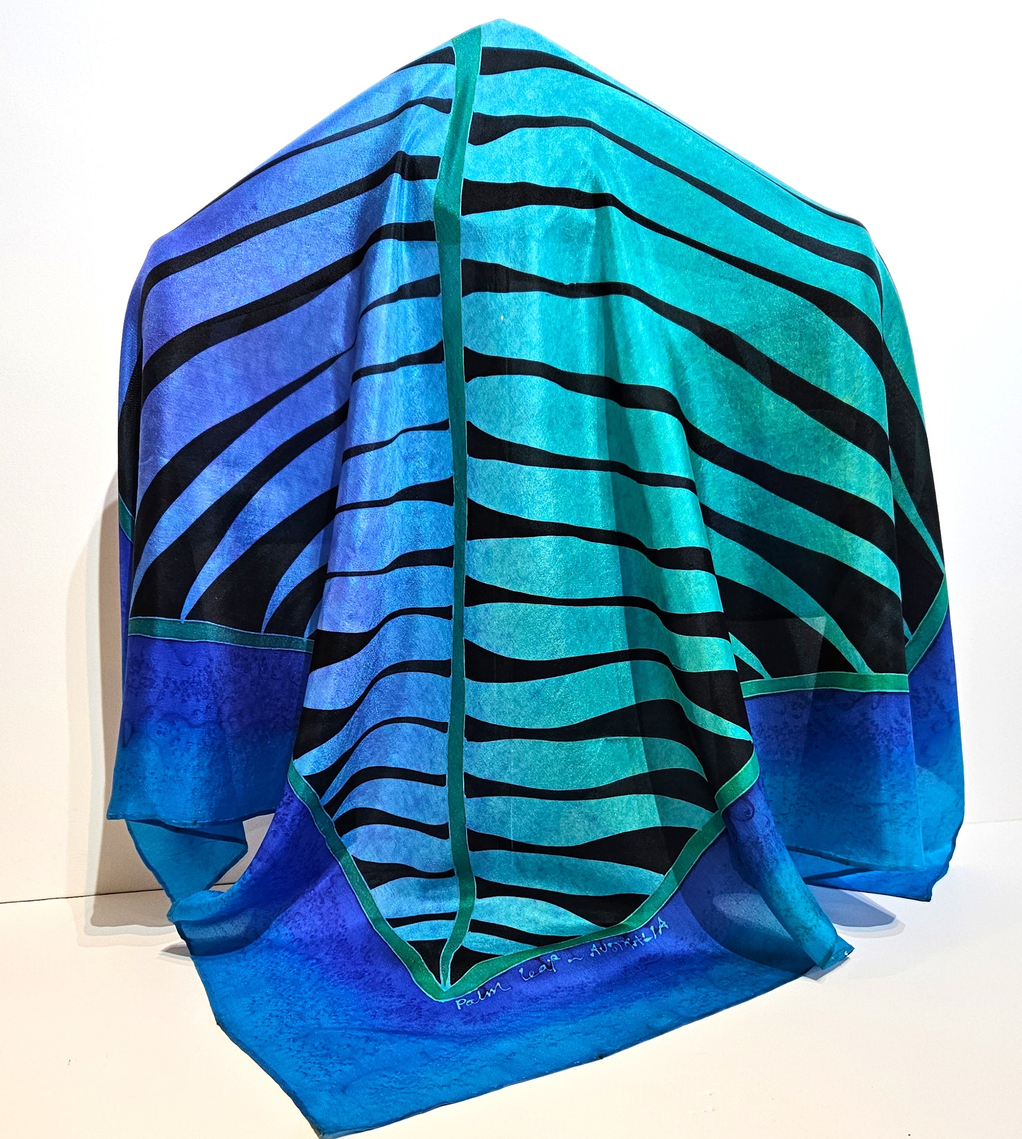 "Kentia Palm Patterns" hand painted square silk scarf by Jane Hinde