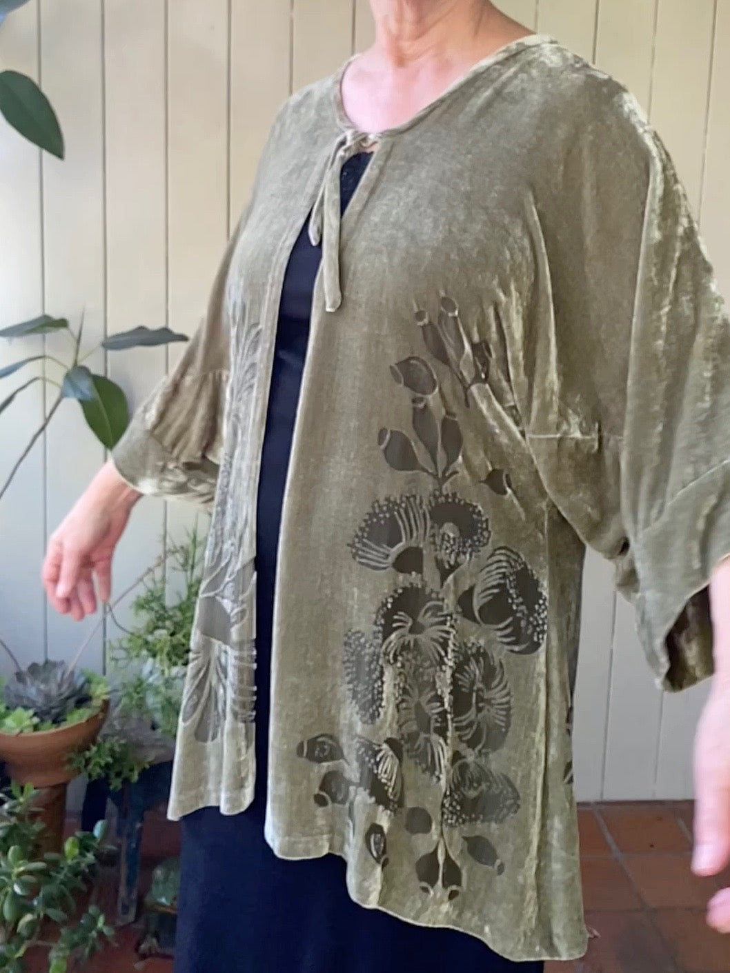 Velvet waratah jacket by Carolyn Cabena