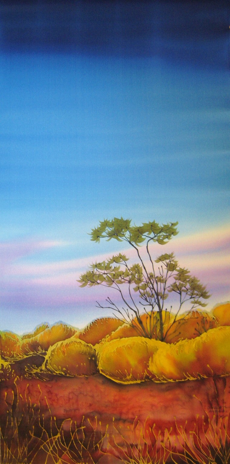 Wallhanging hand painted on silk by Jane Hinde