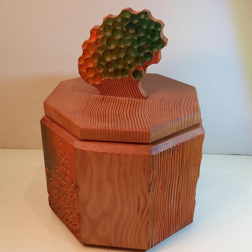Octagonal decorated box handmade by Brian Dawson