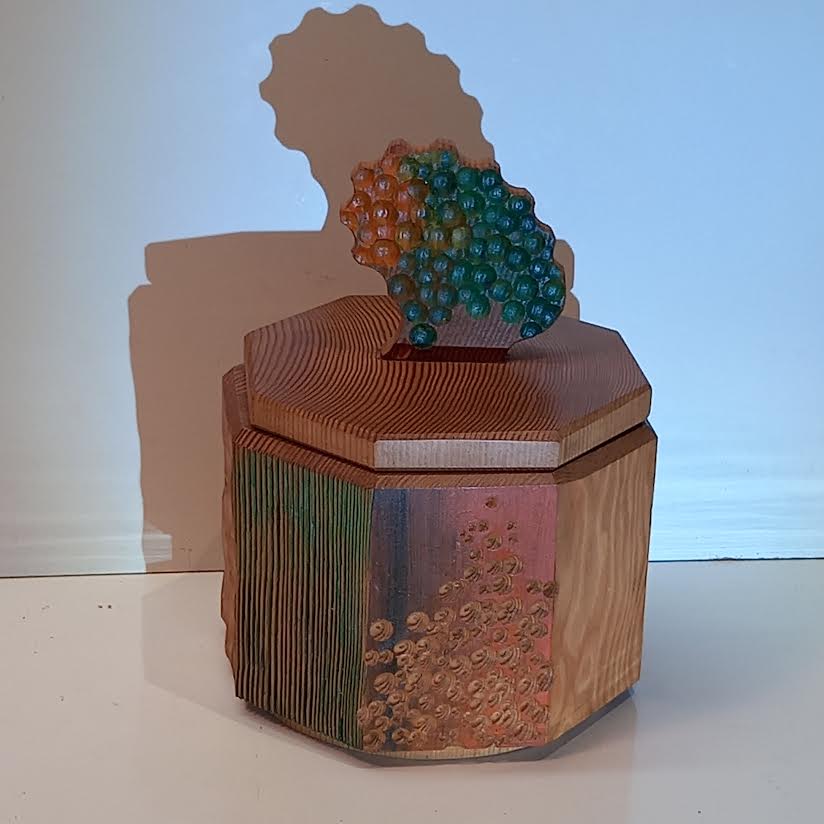 Octagonal decorated box handmade by Brian Dawson