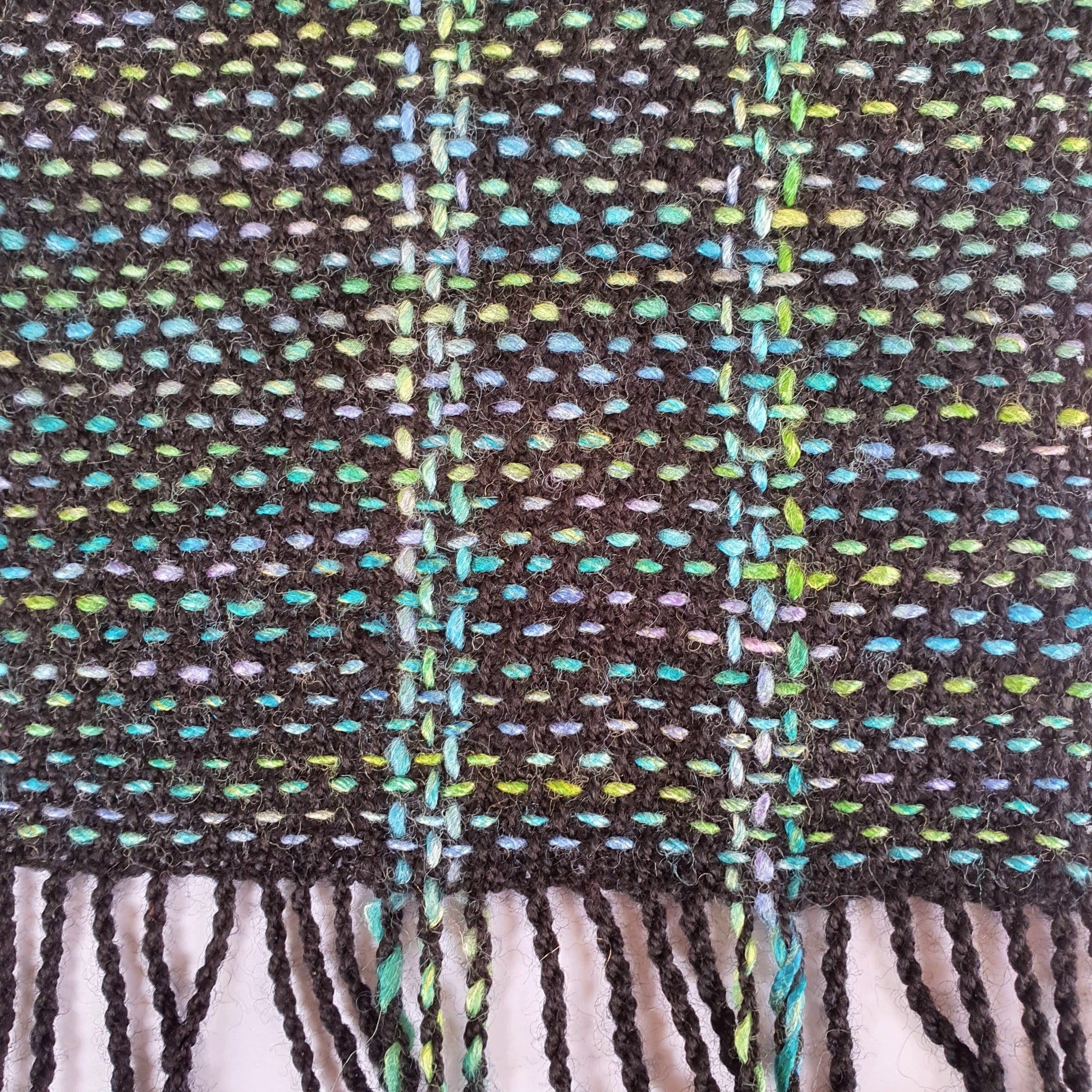 Detail of Handwoven scarf by Liz Calnan