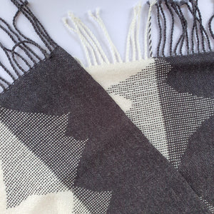 black and white clasped weft scarf