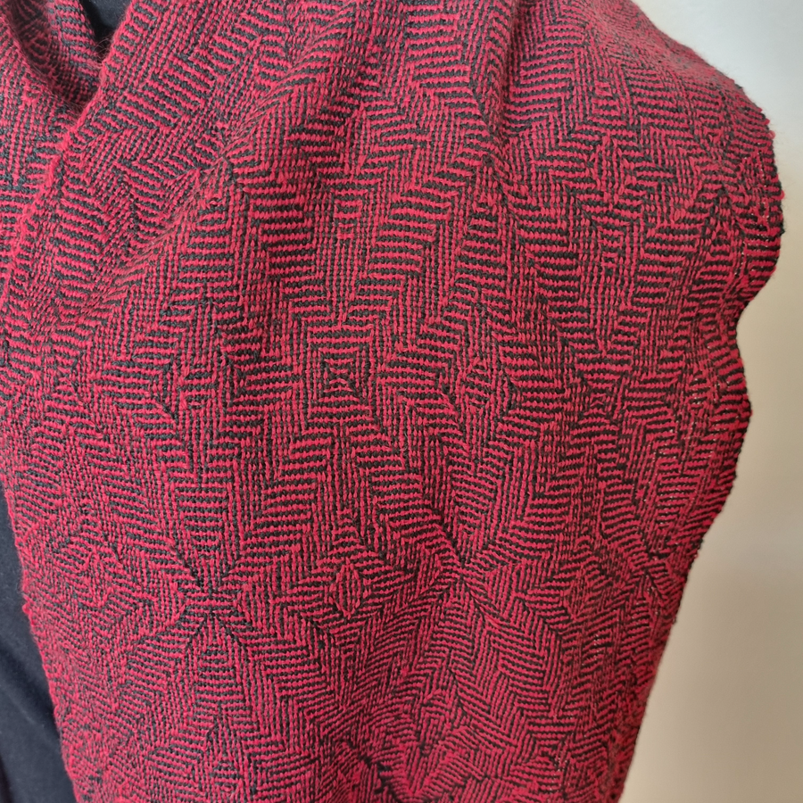Shadow weave fine wool scarf handwoven by Vicki Lowery