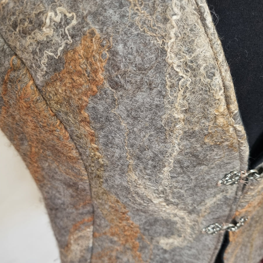 Hand felted alpaca vest handmade by Vicki Lowery