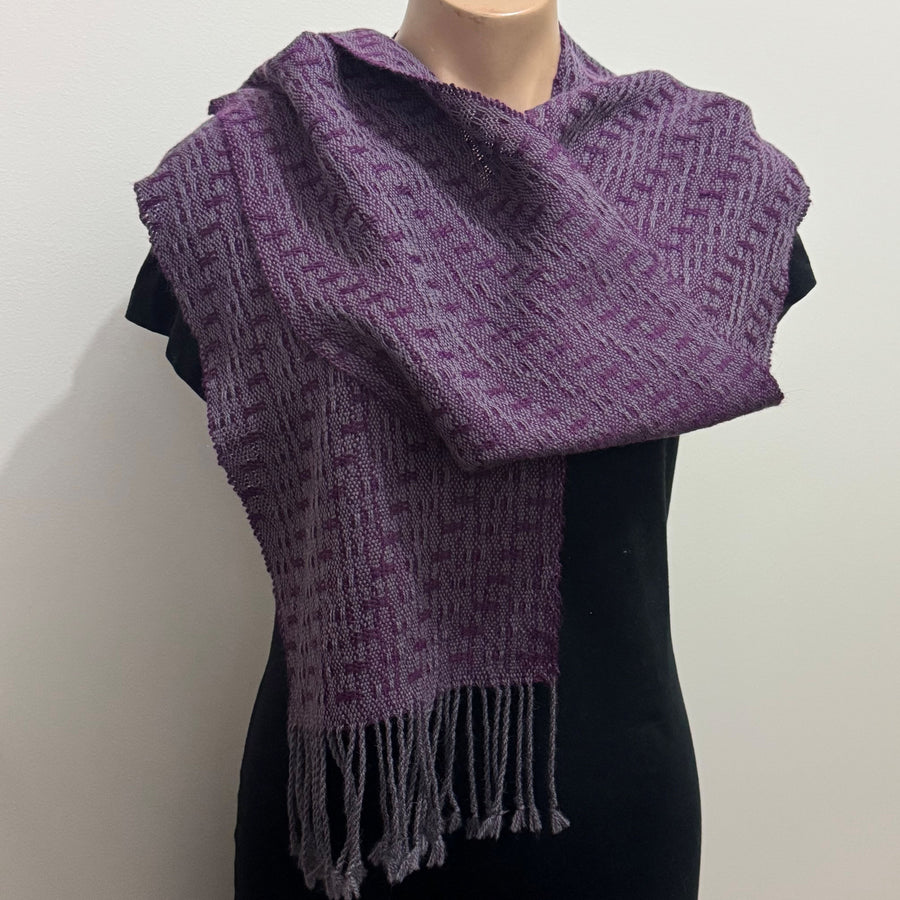 Alpaca and merino scarf handwoven by Joy Dodd
