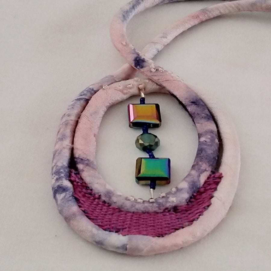 Shibori Silk Necklace handmade by Neelam Singhal