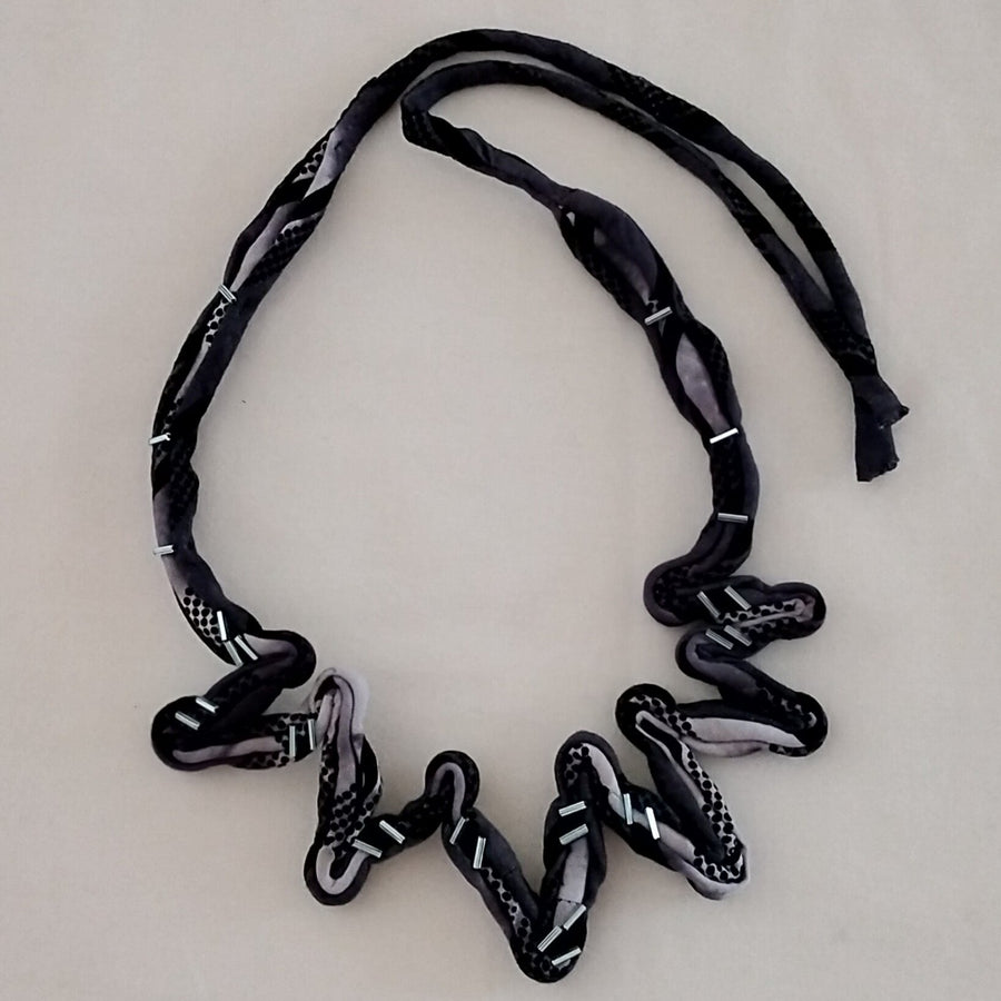 Many V's Shibori dyed Necklace handmade by Neelam Singhal