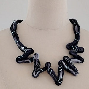 Many V's Shibori dyed Necklace handmade by Neelam Singhal