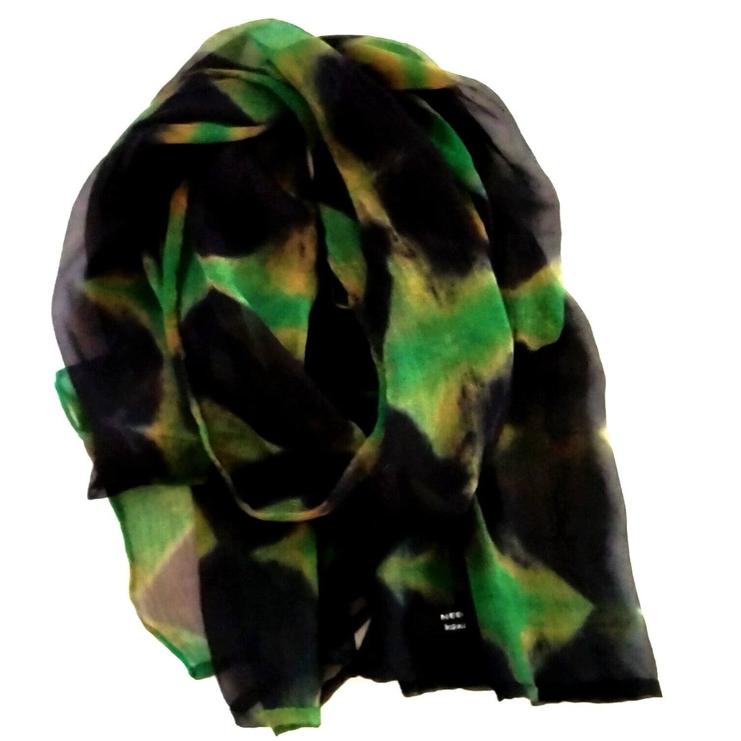 Electric Green & Black Silk Chiffon Wrap handmade by Neelam Singhal