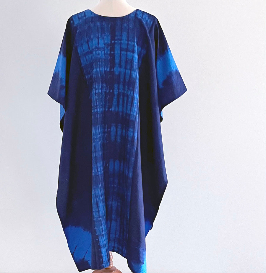 Navy blue silk cape by Neelam Singhal