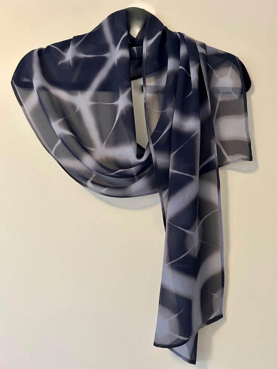 Geometric Shibori silk georgette scarf  by Carolyn Cabena