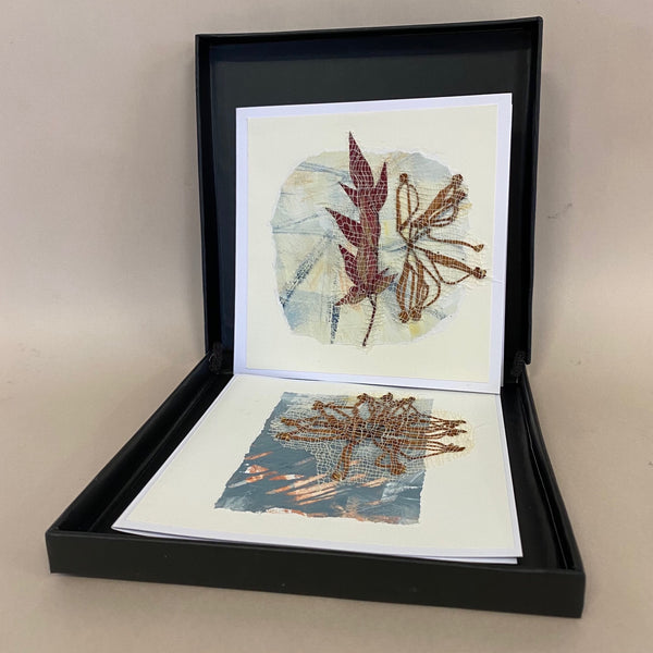 Handmade 'Firewheel' Cards Box of 3 by Carolyn Cabena Craft NSW