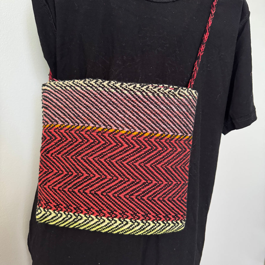 Handwoven shoulder bag by Joy Dodd. 