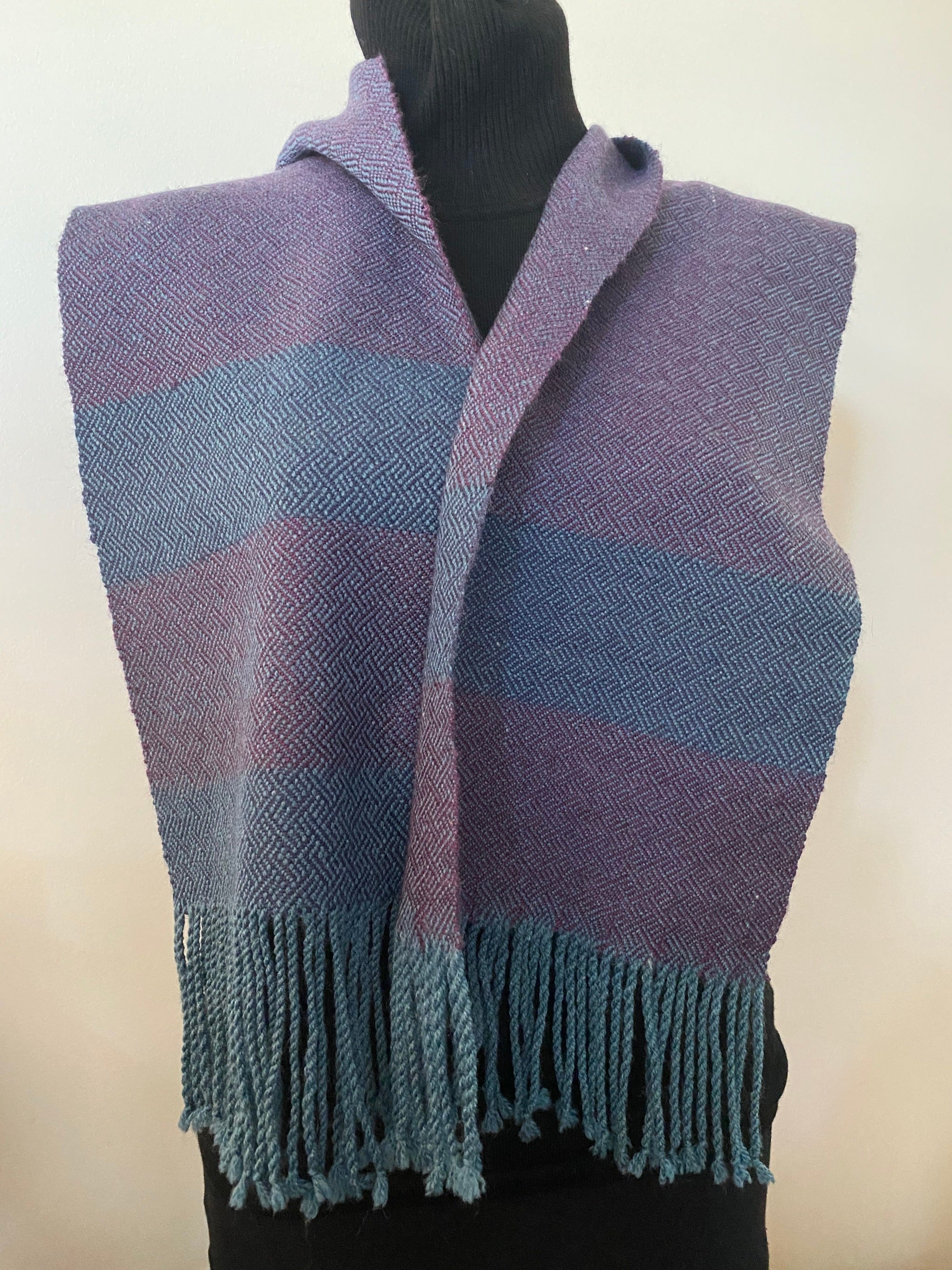 Fine merino silk blend scarf handwoven by Joy Dodd