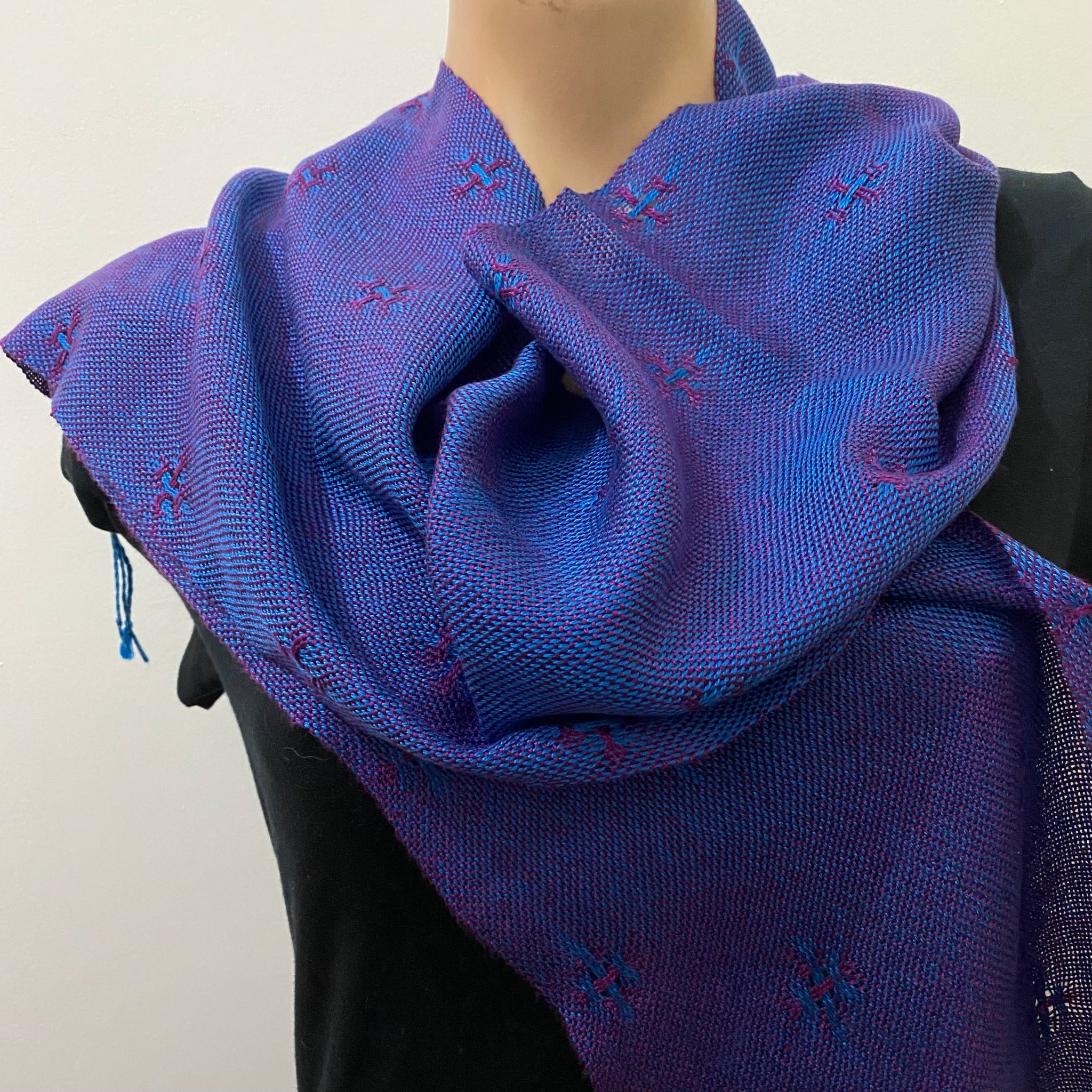Iridescent Tencel scarf handwoven by Joy Dodd