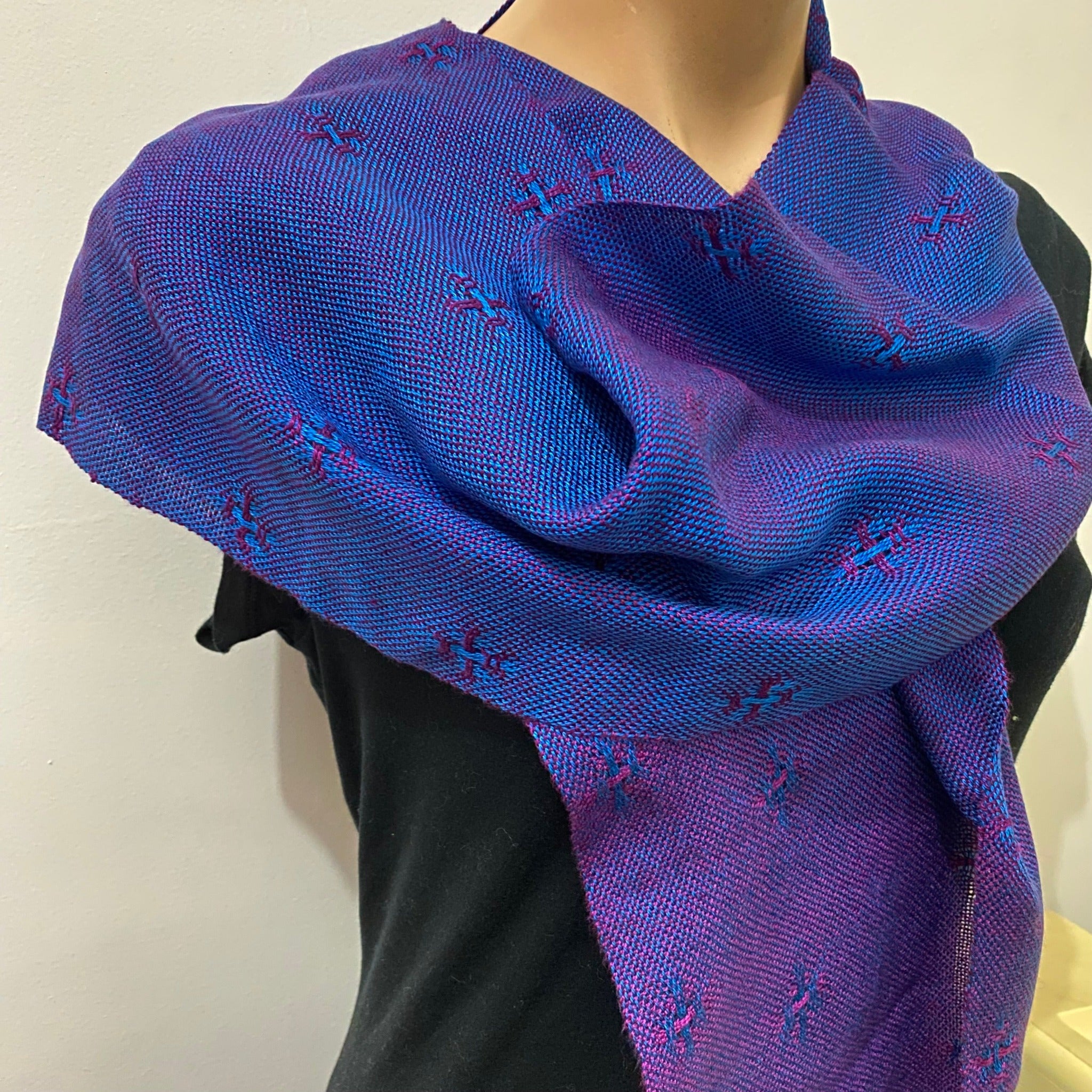 Iridescent Tencel scarf handwoven by Joy Dodd