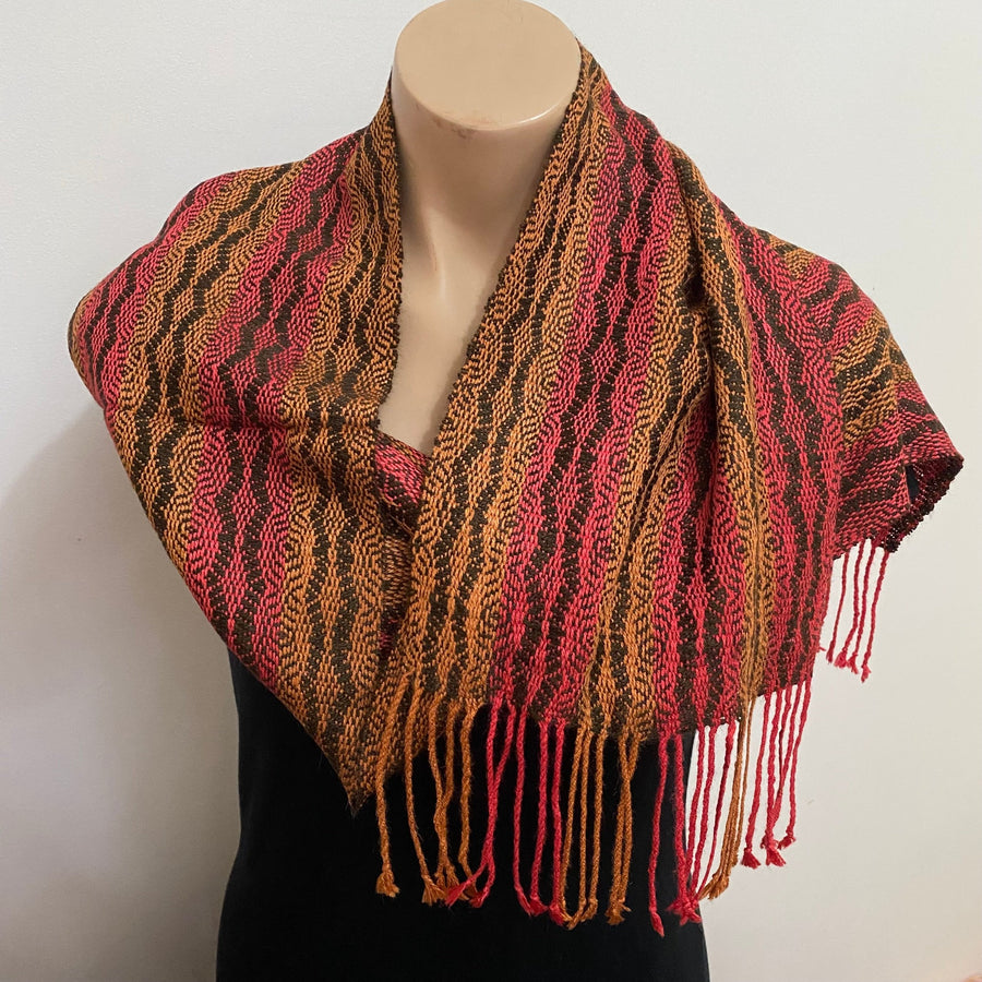 Tussah silk scarf handwoven by Joy Dodd