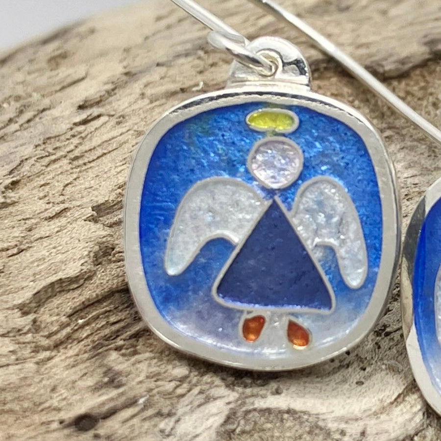 Cloisonne Angel Earrings handmade by Laura Haszard