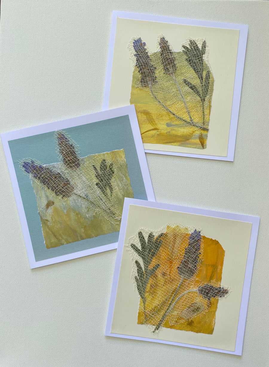 Handmade 'Lavender' Cards - Box of 3 - by Carolyn Cabena