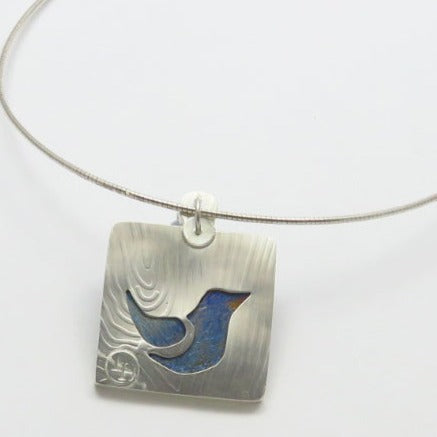 Back of Seabird Cloisonne Enamel Pendant handmade by Laura Haszard