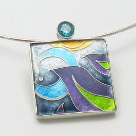 Seabird Cloisonne Enamel Pendant handmade by Laura Haszard