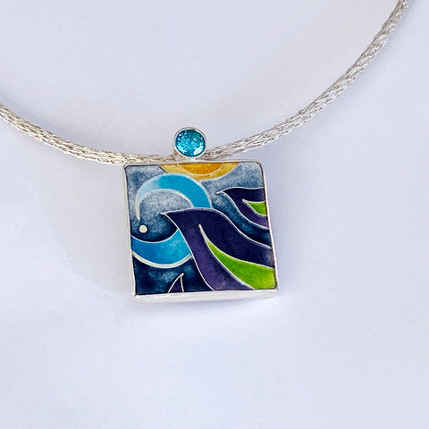 ‘Seabirds’ Enamel pendant handmade by Laura Haszard