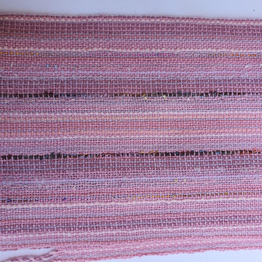 Pale pink wool and accent yarn scarf