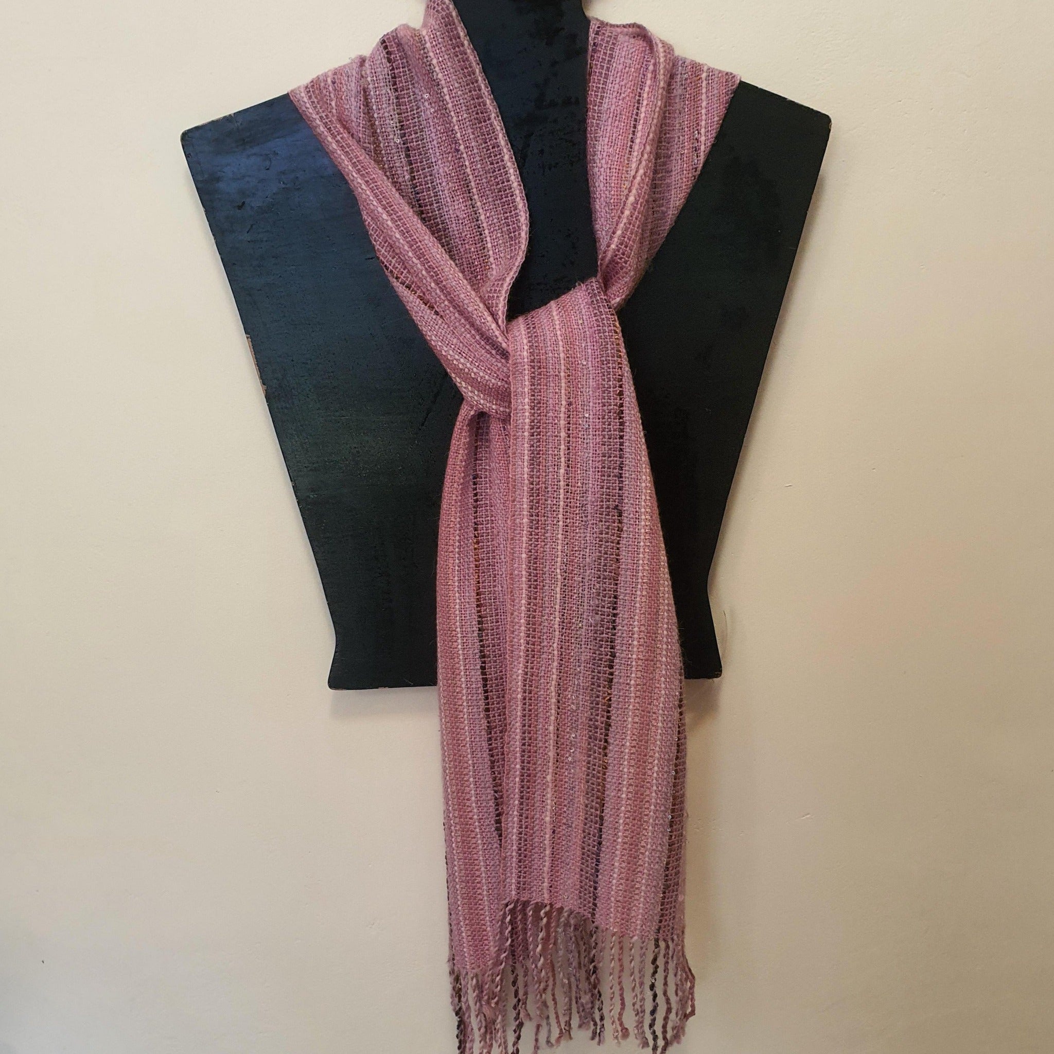 pink handwoven scarf