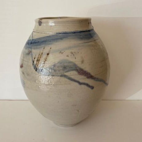Stoneware vase with cobalt by Gillian Dodds
