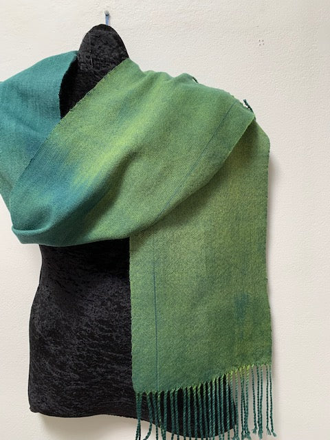 Woollen scarf handwoven in plain weave by Helen Wilder