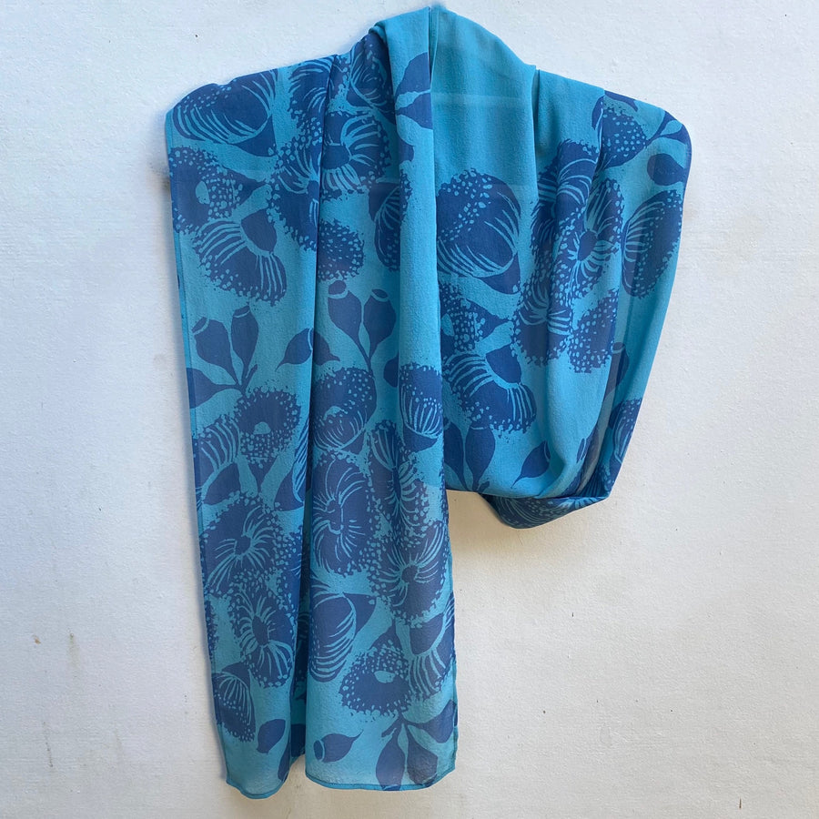 Silk georgette scarf gumblossoms by Carolyn Cabena