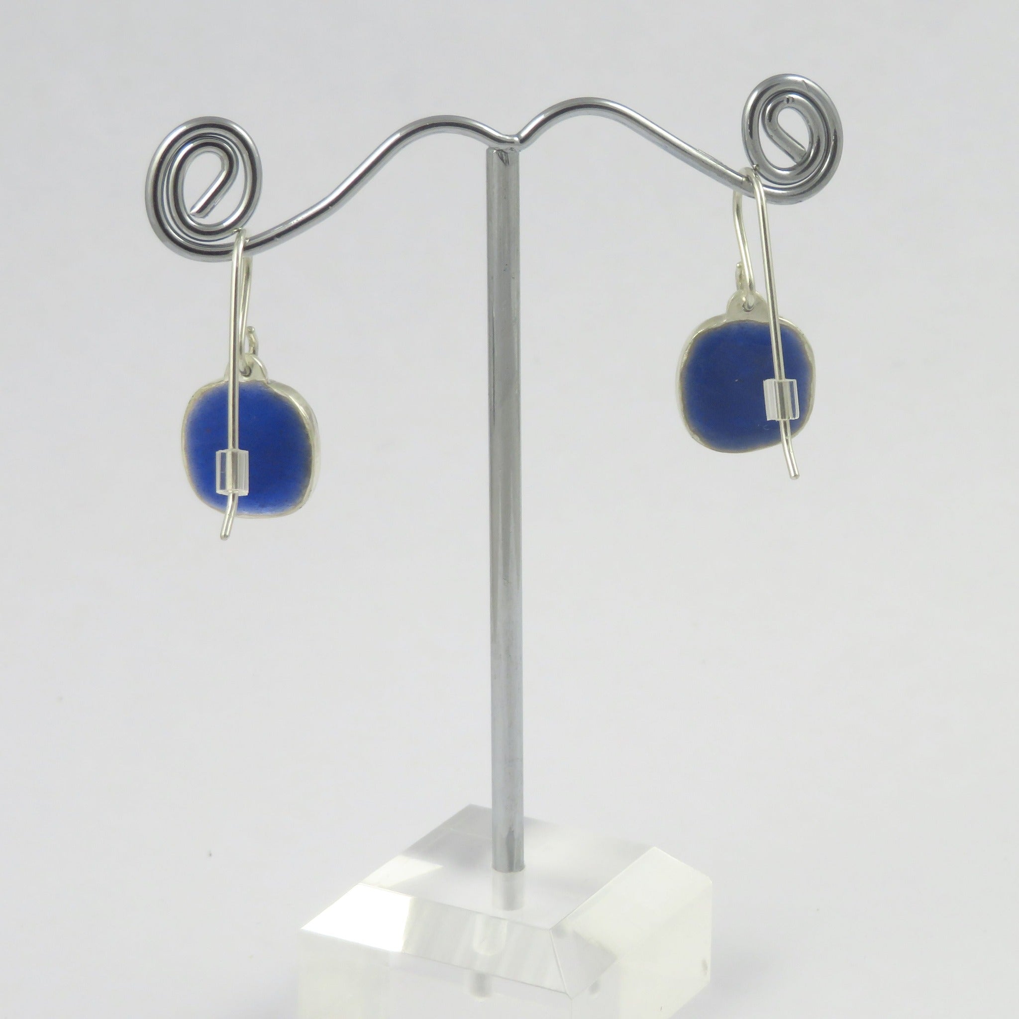 Back Cloisonne earrings handmade by Laura Haszard