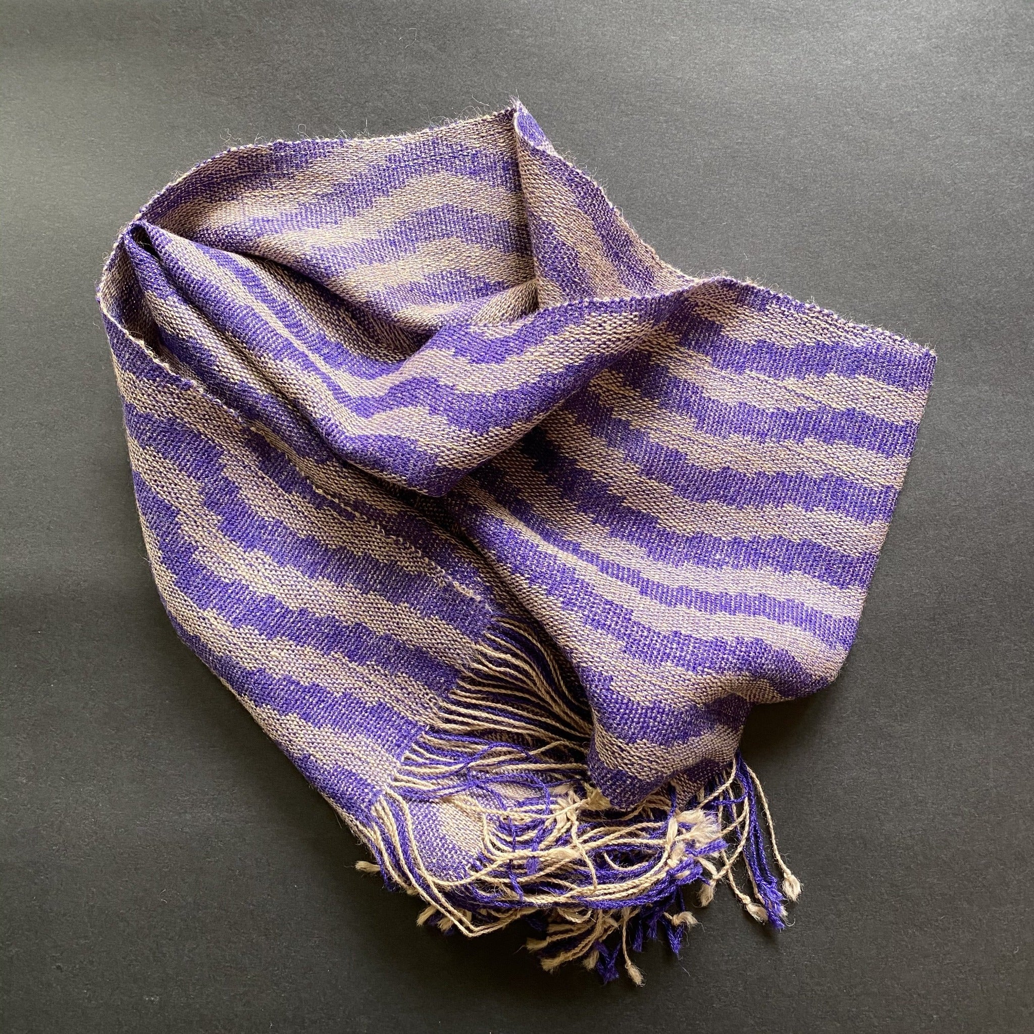 Alpaca/silk scarf "Skies" handwoven by Joy Dodd