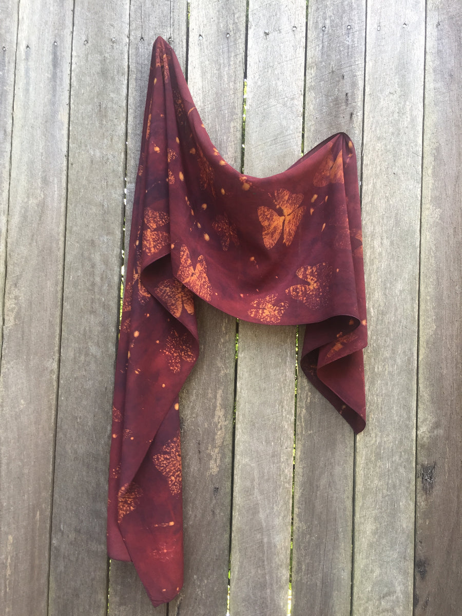 Naturally Dyed and printed scarf by Pam de Groot