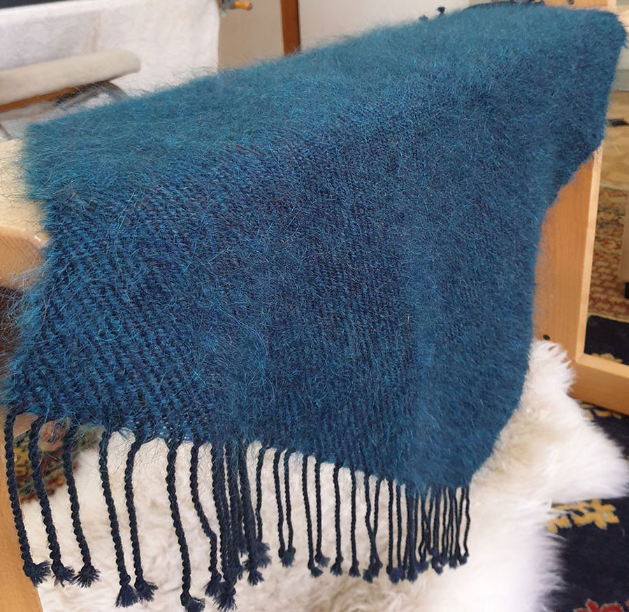 Soft and cuddly mohair knee rug for child handwoven by Vicki Lowery