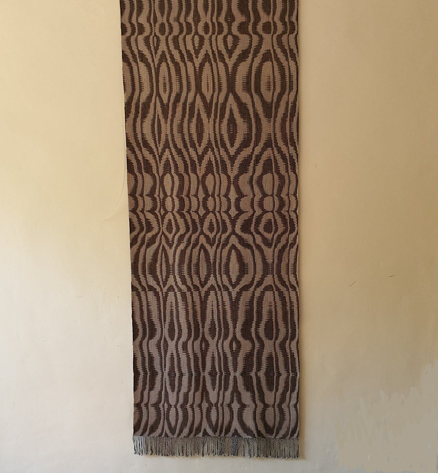 Natural and brown silk wall hanging