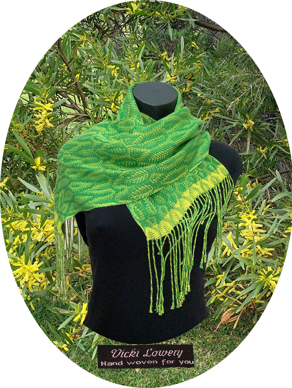 Silk scarf handwoven by Vicki Lowery
